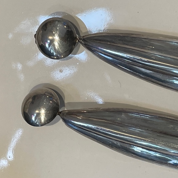 Vintage Chunky Sterling Silver 925 Dangling Earrings Italy 80's - Picture 3 of 10